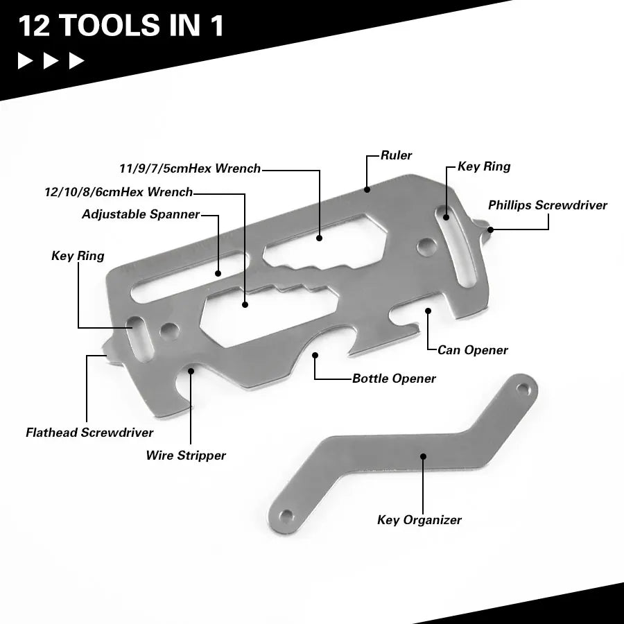Gift for Craftsmen Key Chain EDC Tool with Ruler,Key Ring,Bottle Opener and Wrench Easy Carry Gear