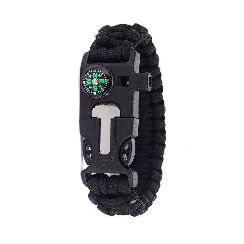 Umbrella Rope Bracelet Life-saving Bracelet Steel Loud Whistle Compass Mini Saw for Hiking Camping Exploration Emergency Tools