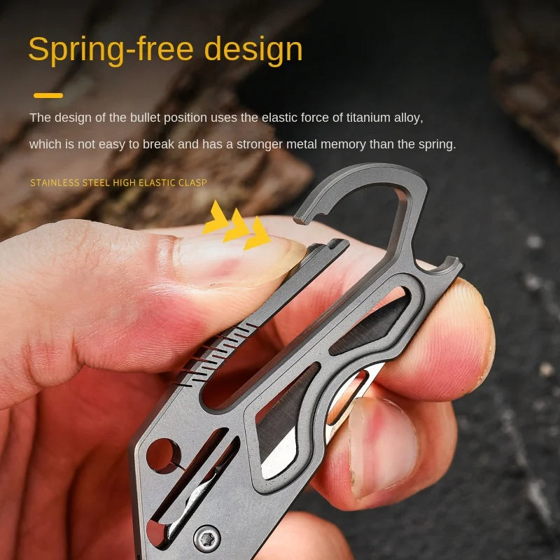 Titanium Alloy Self-Defense Keychain PioneerEDC Portable Multi-Function Tour Survival Tool Lightweight IP67 Waterproof All
