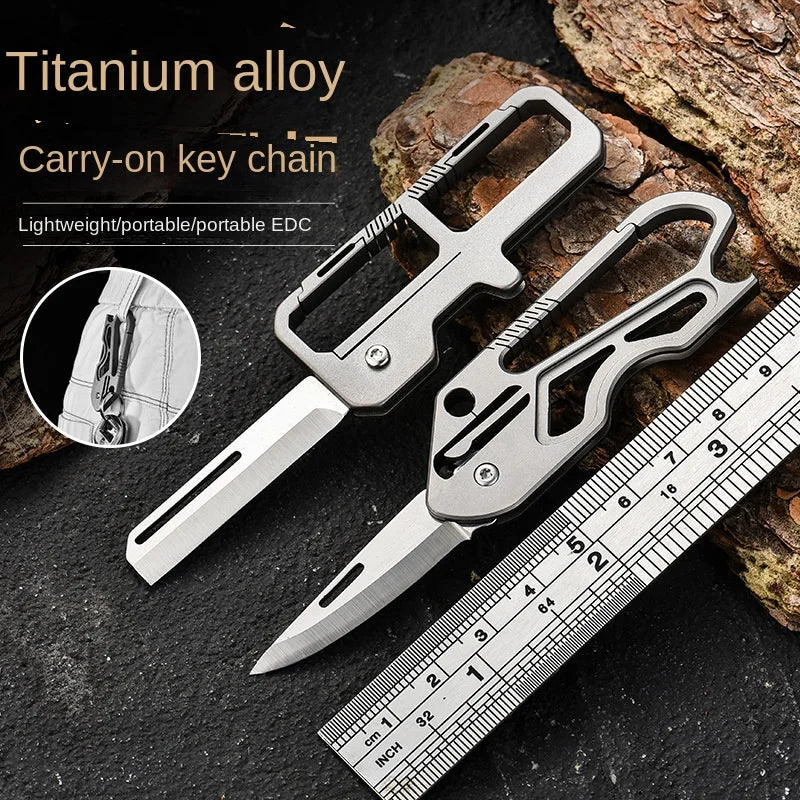 Titanium Alloy Self-Defense Keychain PioneerEDC Portable Multi-Function Tour Survival Tool Lightweight IP67 Waterproof All