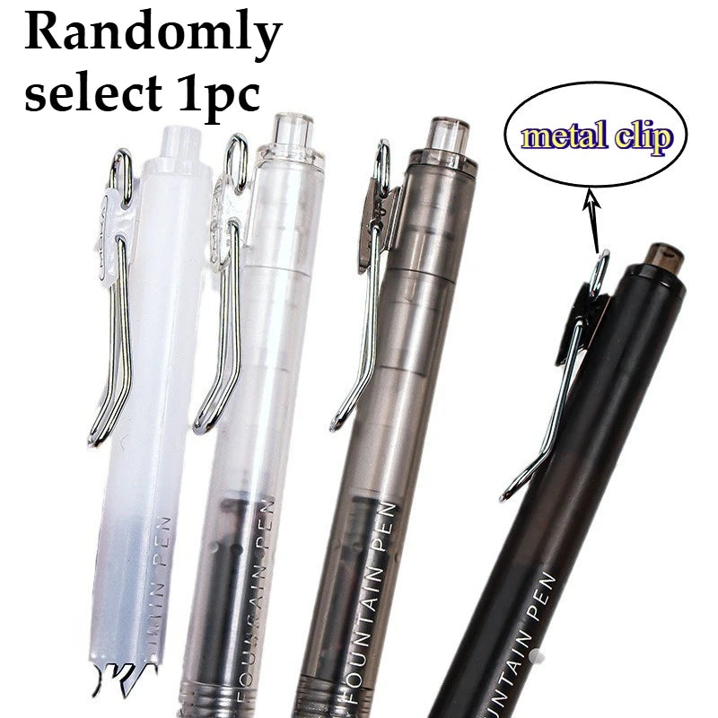 New Metal Clip Press Pen, Teacher'S Signature Pen,   Daily Writing Pen for Students, Clip Cloud Grip Soft Case