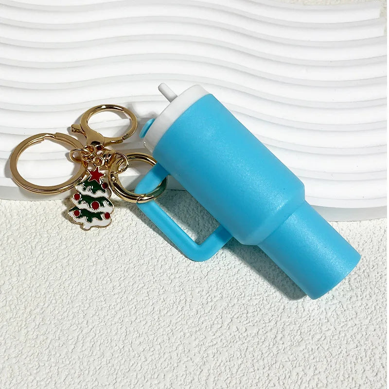 New Arrived Mini Decoration Fashion 5x9.5cm Plastic Tumbler Christmas Keychain Can Put Lipstick