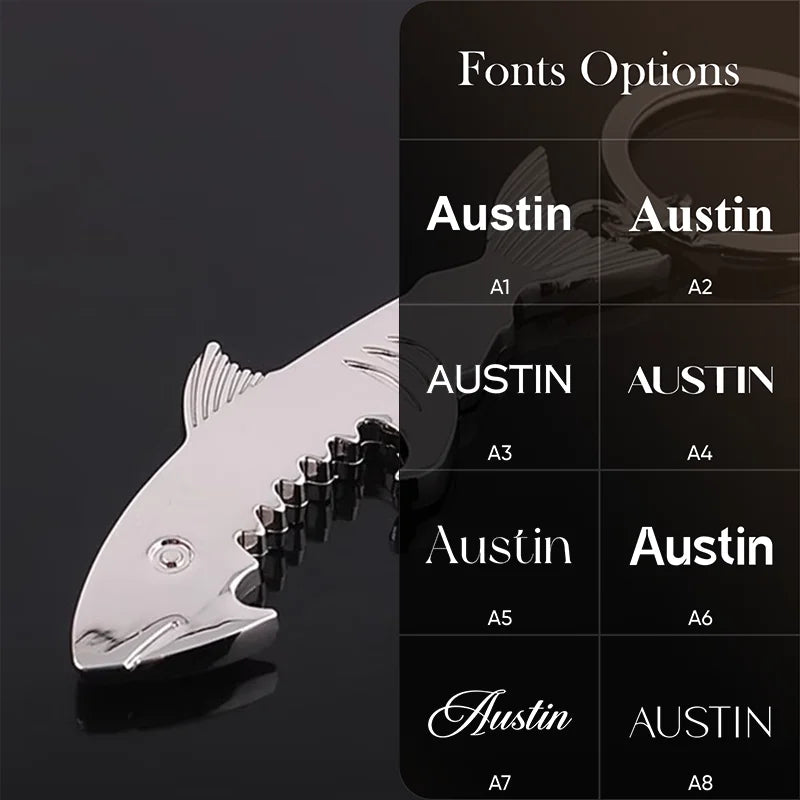 Free Personalized Glowing Stainless Steel Shark Keychain Bottle Opener Animal Theme Wedding Gift Party Favors Dad Polycarbonate