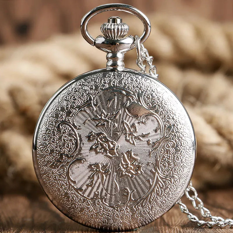 Hot Anime Black Butler Kuroshitsuji Style Pocket Watch Sebastian Ciel Silver Hollow Flower Women Men Neckalce Chian Xmas Gifts