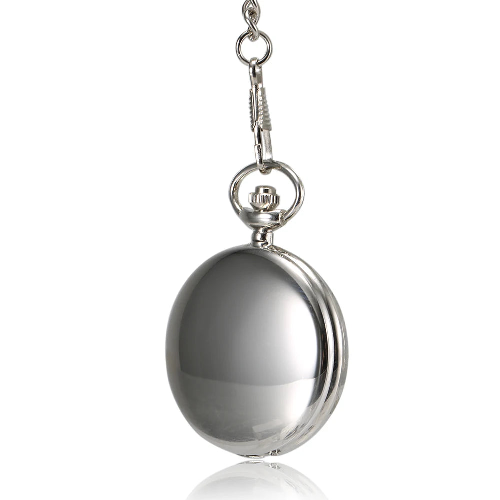 Pocket Watch 1 Pcs Men Women Quartz Pocket Watch Roman Numerals Dial Silver Case with Chain