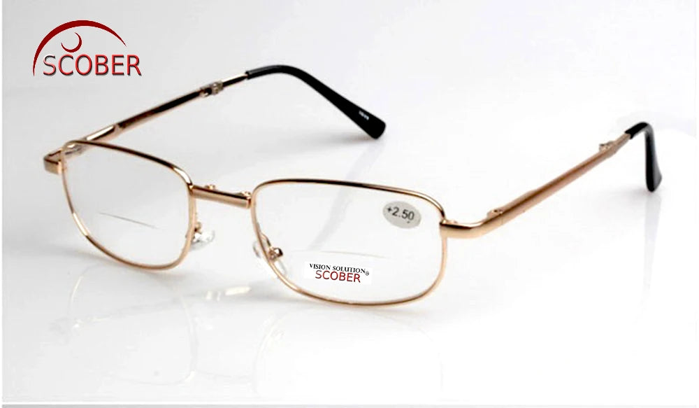 Bifocal Progressive Multifocal Folding Golden Alloy Frame Men Women Reading Glasses +1 +1.5 +2 +2.5 +3 +3.5 +4