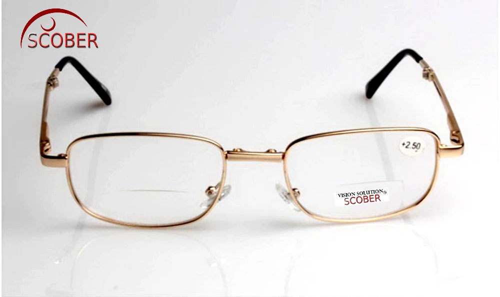Bifocal Progressive Multifocal Folding Golden Alloy Frame Men Women Reading Glasses +1 +1.5 +2 +2.5 +3 +3.5 +4
