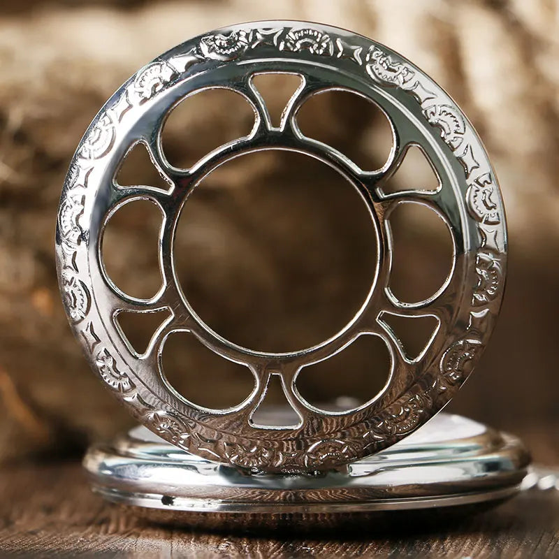 Hot Anime Black Butler Kuroshitsuji Style Pocket Watch Sebastian Ciel Silver Hollow Flower Women Men Neckalce Chian Xmas Gifts