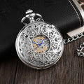 2020 Fashion Silver Engraved Hand Wind Mechanical Pocket Watch for Men Women Vintage Steampunk Fob Skeleton Watch Male Gift