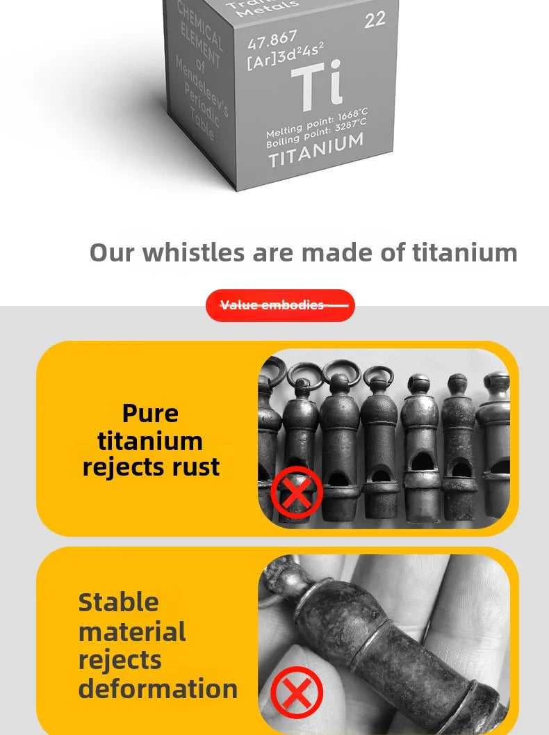 Factory Stock Titanium Alloy Three-Tube Double for Acme Whistle for EDC Tools Portable Outdoor Camping & Survival
