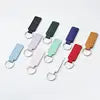 Wholesale Custom Embossing Printed Light PU Leather Rectangular Letter Keychains Simple Feature Creative Keyring Promotional