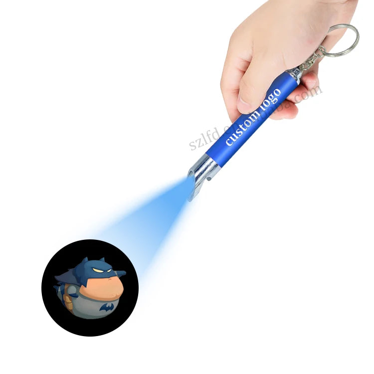 Custom Promotional Portable Metal Keychains & Carabiners with LED Logo Projector & Flashlight Bottle Openers Letterpress Printed