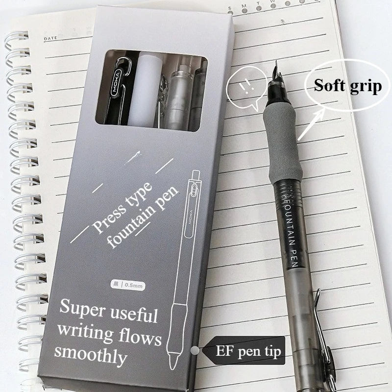 New Metal Clip Press Pen, Teacher'S Signature Pen,   Daily Writing Pen for Students, Clip Cloud Grip Soft Case