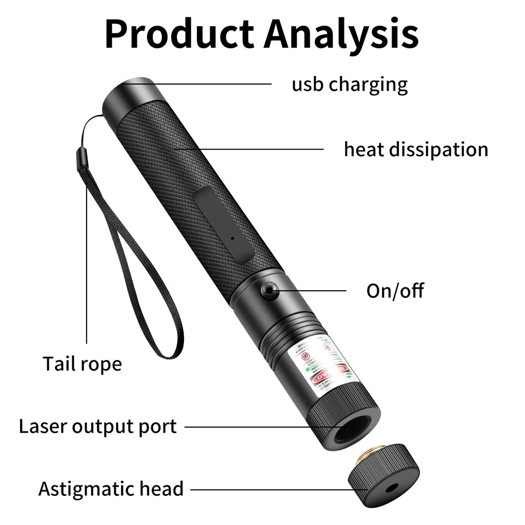 USB Laser 303 Rechargeable Stars Laser Flashlight Sight with Built-in Battery Green Red Purple Lazer for Teaching Laser Pen