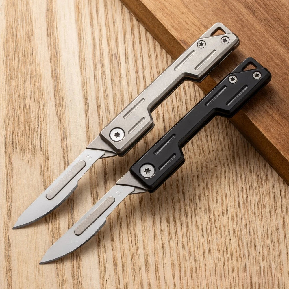 Portable JSY-001 Foldable Carbon Steel Blade Stainless Steel Handle 10 Blades Quick-Change DIY OEM Camping Traditional Knife
