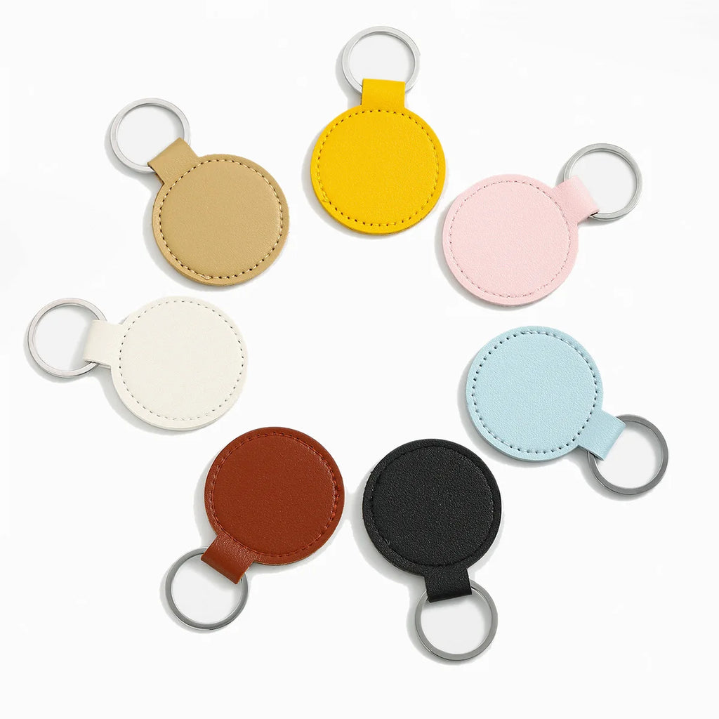 Wholesale Custom Embossing Printed Light PU Leather Rectangular Letter Keychains Simple Feature Creative Keyring Promotional