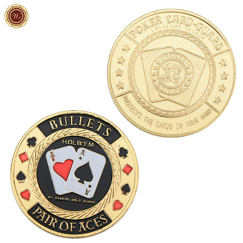 Metal Poker Coin Card Guard Protector Poker Cards Good Luck Challenge Coin Casino Chips Dealer Token Souvenir Collectible Gifts