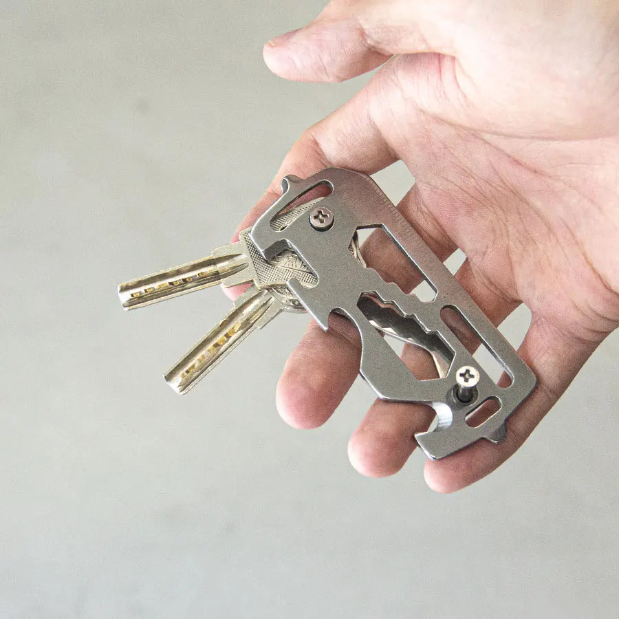 Gift for Craftsmen Key Chain EDC Tool with Ruler,Key Ring,Bottle Opener and Wrench Easy Carry Gear