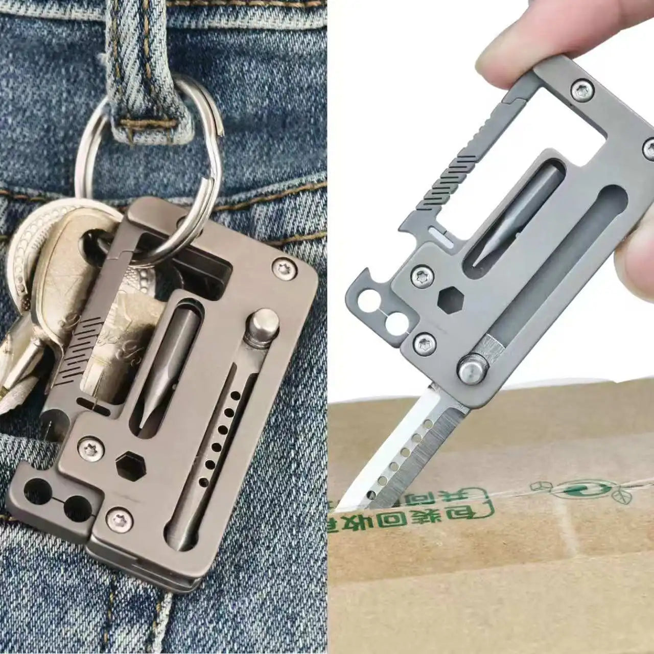 Portable Mini Pocket Knife Titanium Alloy Folding Utility Knife with Keychain for Outdoor Activities and Everyday Carry