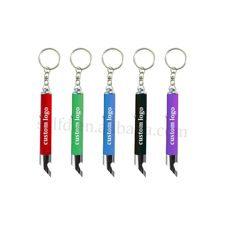 Custom Promotional Portable Metal Keychains & Carabiners with LED Logo Projector & Flashlight Bottle Openers Letterpress Printed