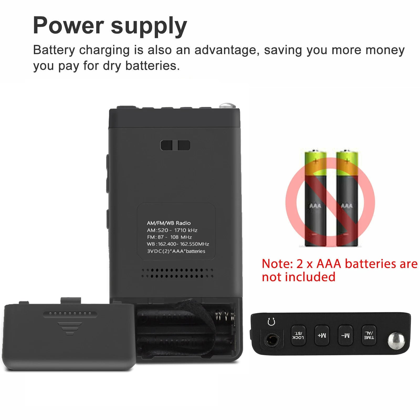 Mini Portable AM FM NOAA Radio Weather Radio Mini Pocket Radio Excellent Reception Large LCD Screen Digtail Alarm Clock Radios