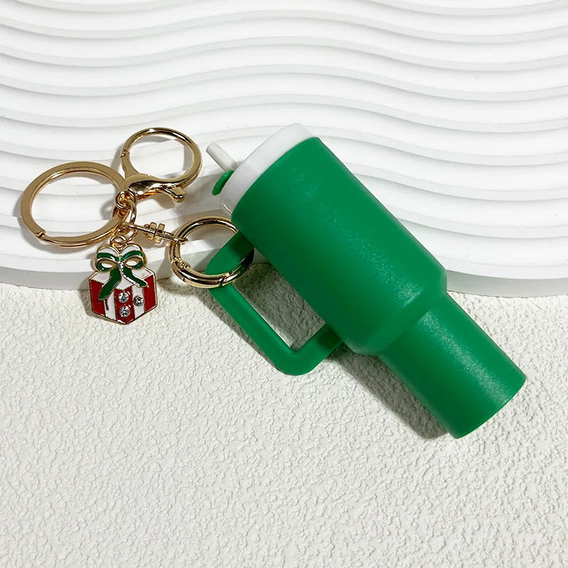 New Arrived Mini Decoration Fashion 5x9.5cm Plastic Tumbler Christmas Keychain Can Put Lipstick