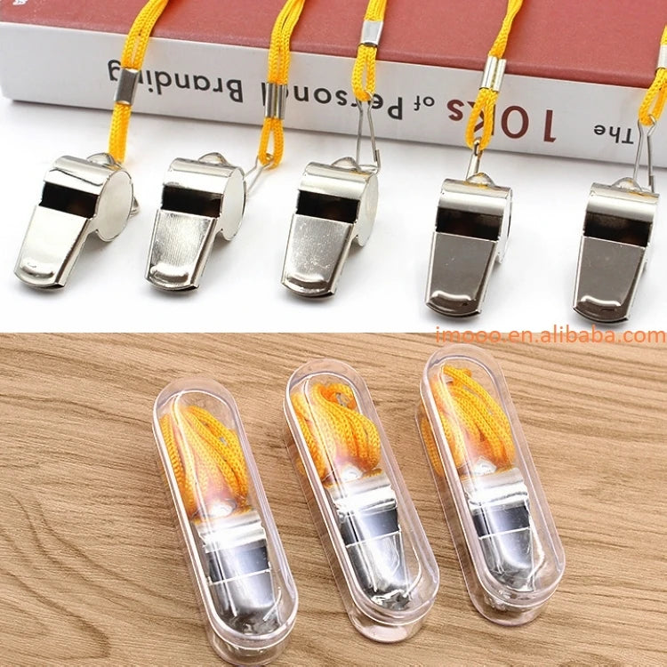 Factory Price Whistle with Lanyard Stainless Steel Training Apito Emergency Sifflet Survival Coaches Referee Sport Party Silbar