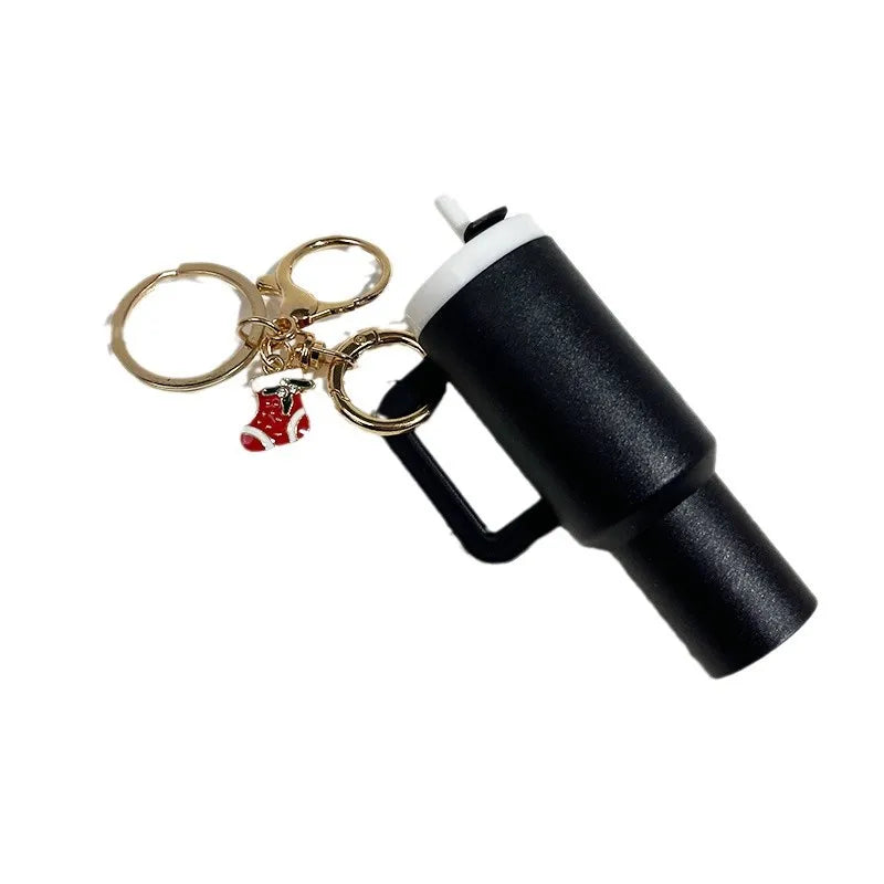 New Arrived Mini Decoration Fashion 5x9.5cm Plastic Tumbler Christmas Keychain Can Put Lipstick