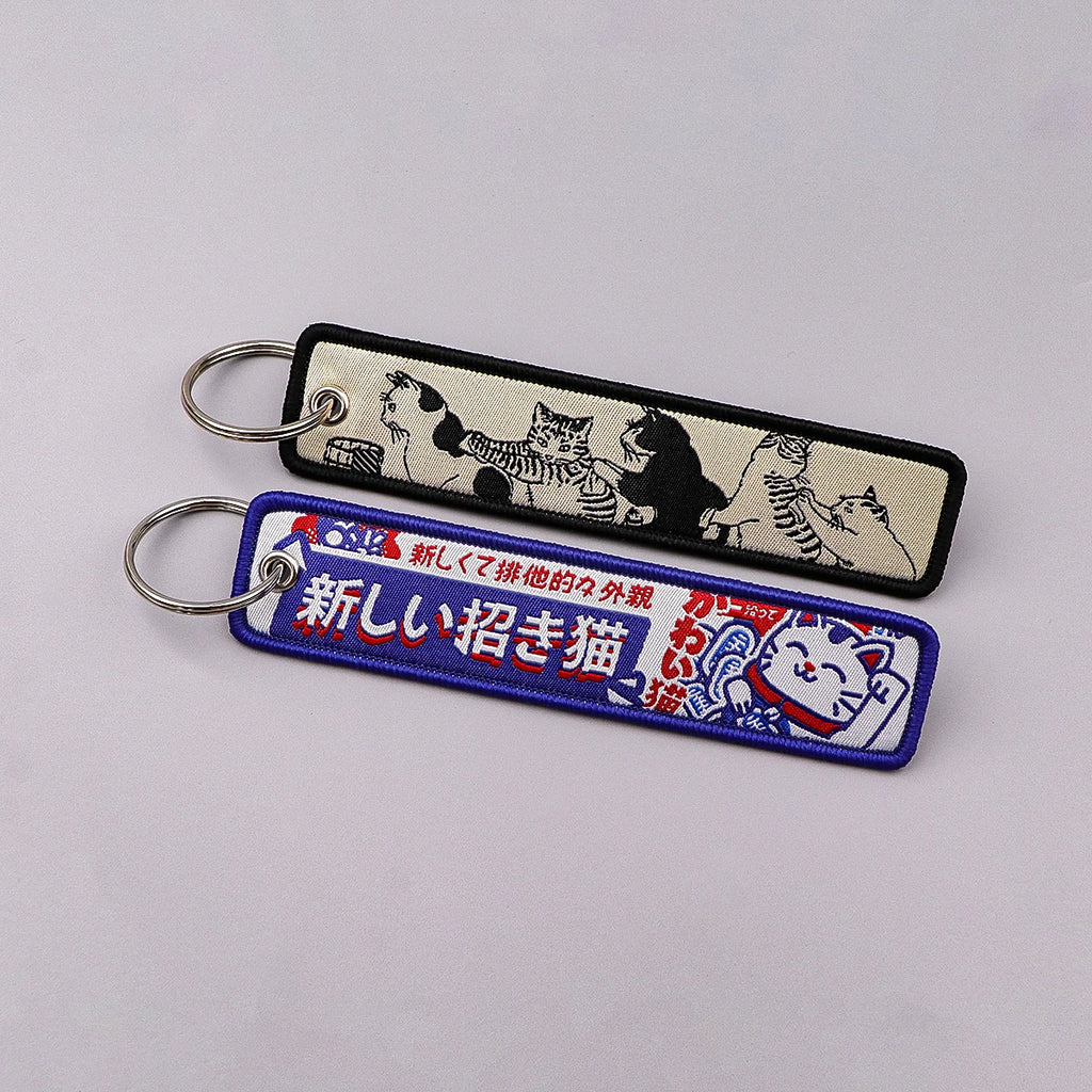Good Luck Rubber Zinc Alloy Cute Cat Key Fobs Keychain for Motorcycles & Cars Portable Jewelry Gift