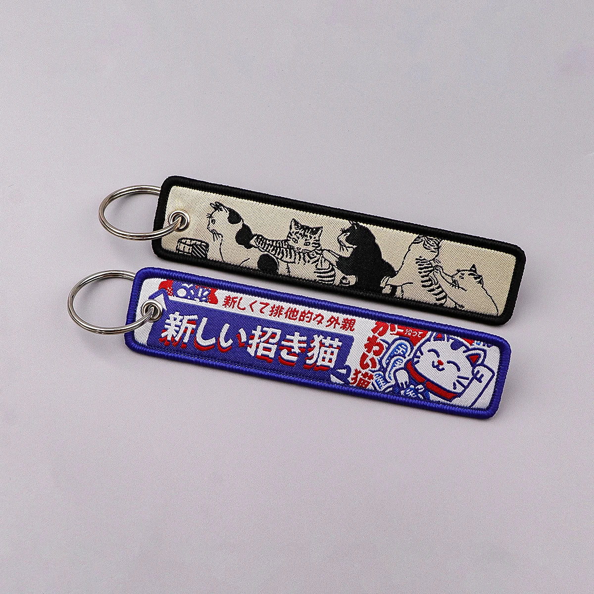 Good Luck Rubber Zinc Alloy Cute Cat Key Fobs Keychain for Motorcycles & Cars Portable Jewelry Gift