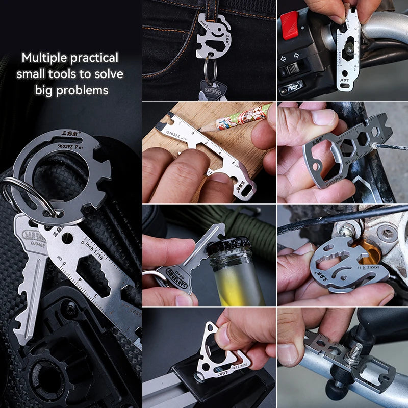Low MOQ Sanrenmu GJ040Z  Every Day Carry Tool Carabiner Spanner Bike Spoke Flat Screwdriver
