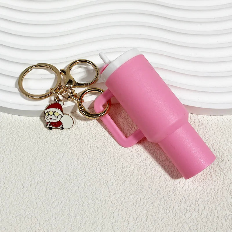 New Arrived Mini Decoration Fashion 5x9.5cm Plastic Tumbler Christmas Keychain Can Put Lipstick