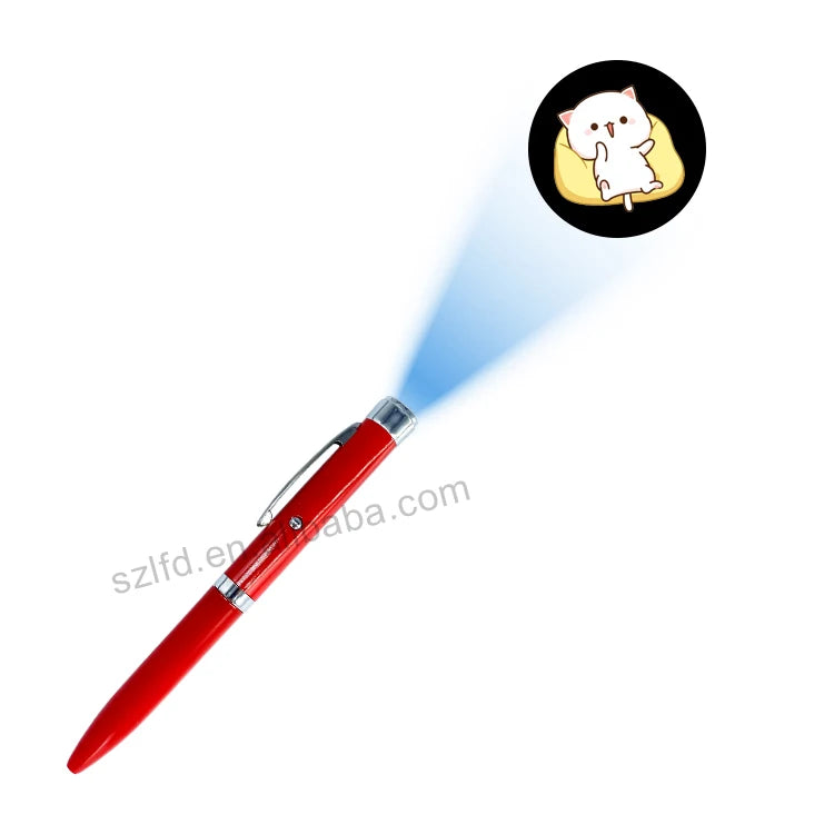 Customized Logo Projector LED Light Torch Pen Multi-Function Flashlight Ballpen Metal Portable for Advertising & Promotions