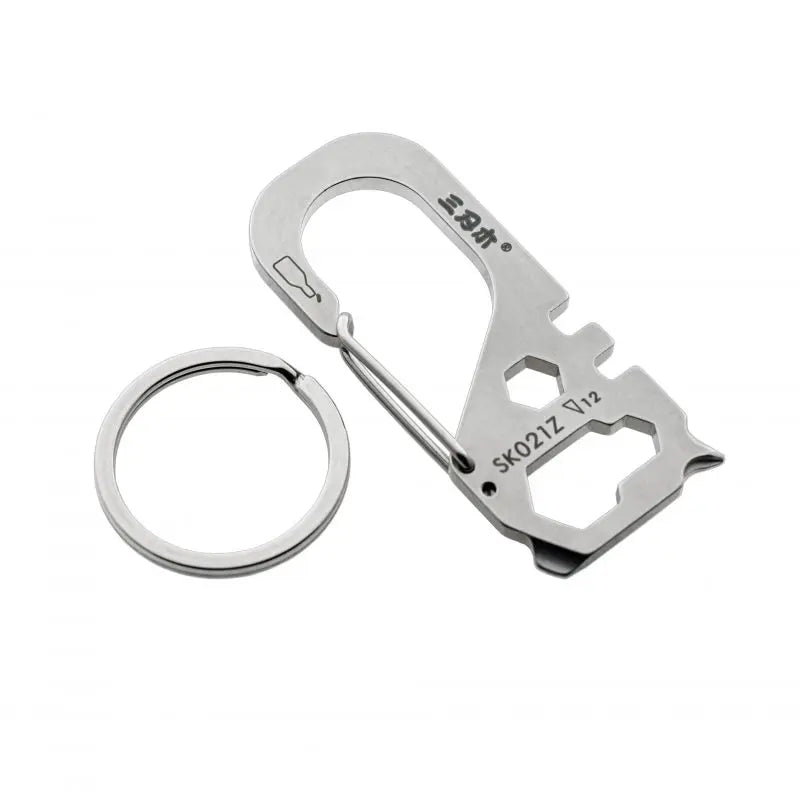 Sanrenmu Stainless Steel Multifunctional Carabiner Keychain Survival Gear Pocket Backpacking Hook Camping Hiking Fishing Tool