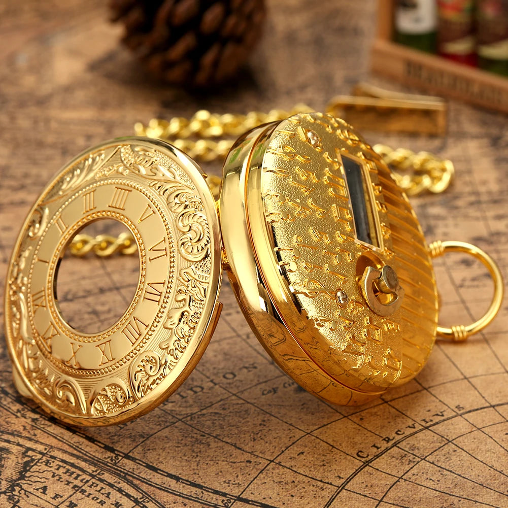 Musical Pocket Watch Roman Numerals Display Quartz Pendant Melody Castle in The Sky Music Pocket Clock Creative Timepiece Gifts