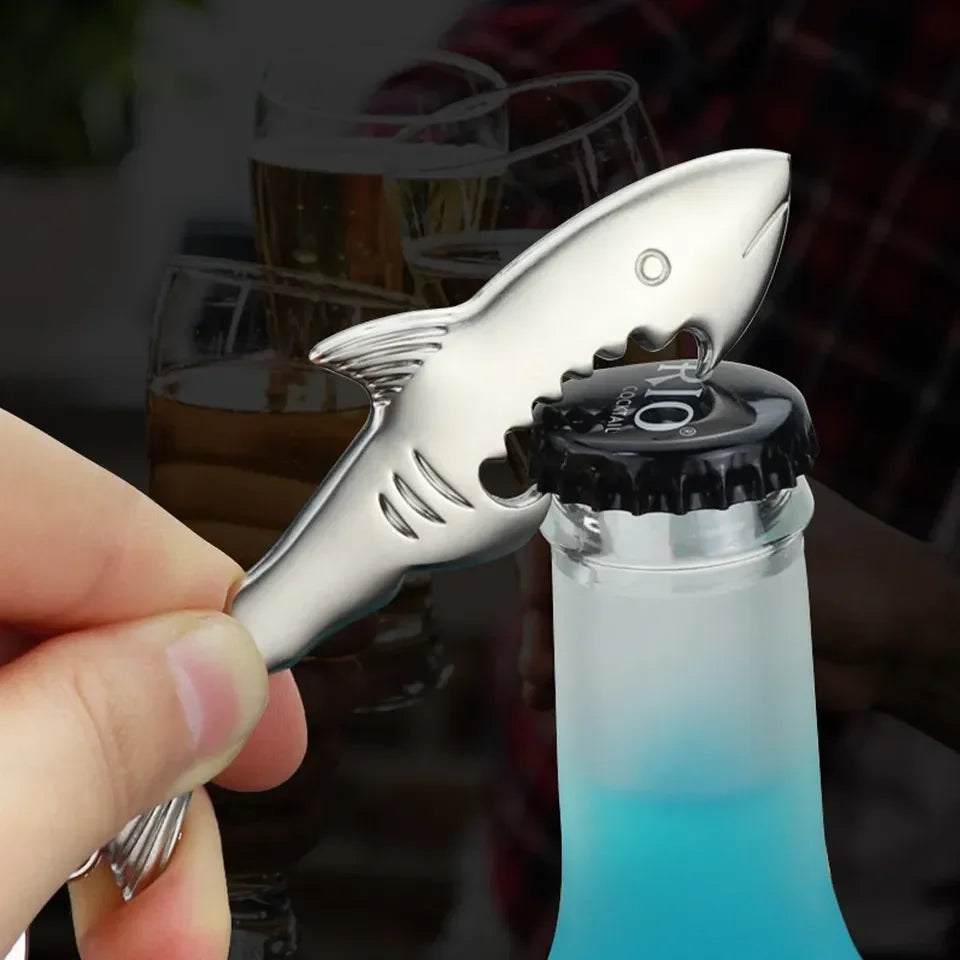 Free Personalized Glowing Stainless Steel Shark Keychain Bottle Opener Animal Theme Wedding Gift Party Favors Dad Polycarbonate