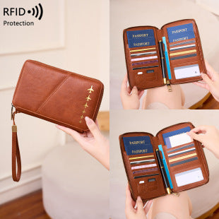 Cross-Border 2026 New Rfid Passport Wallet Multi-Functional Credit Card Document Holder Ultra-Thin Portable Travel Passport Holder