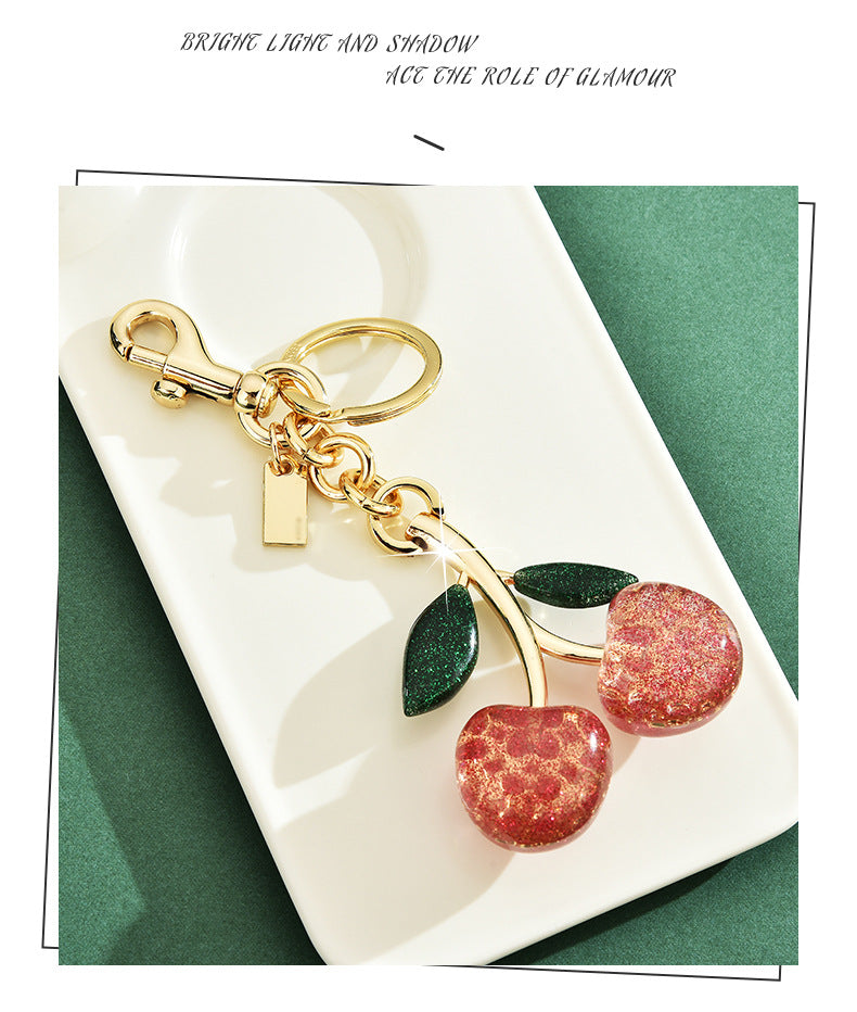 Bag pendant key buckle pink crystal cherry keychain pendant pendant car ornaments key wholesale