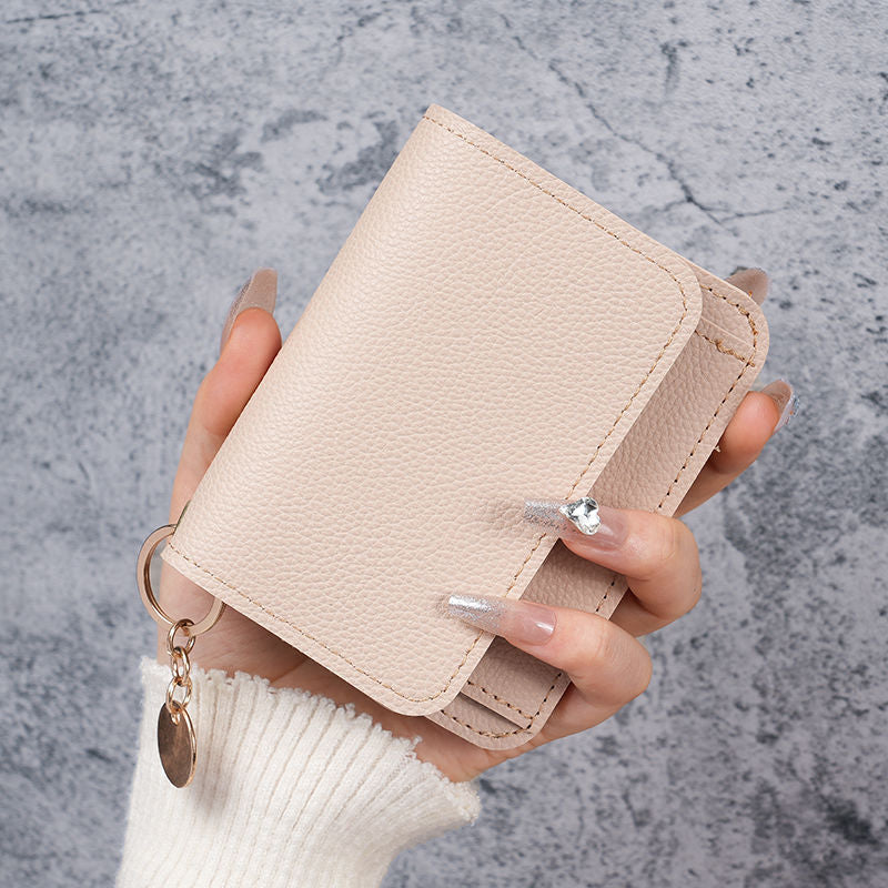 Factory New Card Bag Short Cute Small Women's Coin Purse Simple Light Luxury PU Leather Certificate Storage Bag Thin