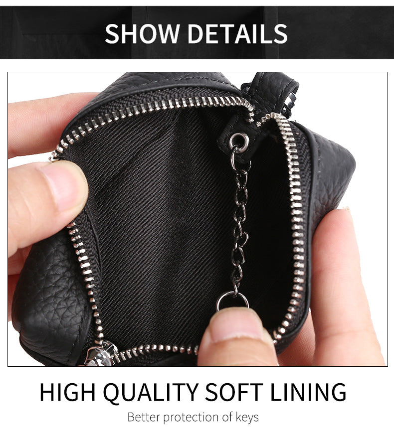Upgraded High Quality Leather Exquisite Key Case Cowhide Key Case Home Car Key Dual Key Bag