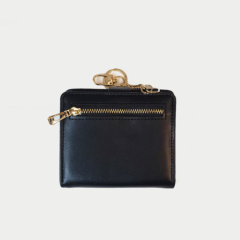Ins Wallet Women's Short Multi-Functional Keychain Zipper Card Holder Coin Purse Women's Leather Wallet New Portable
