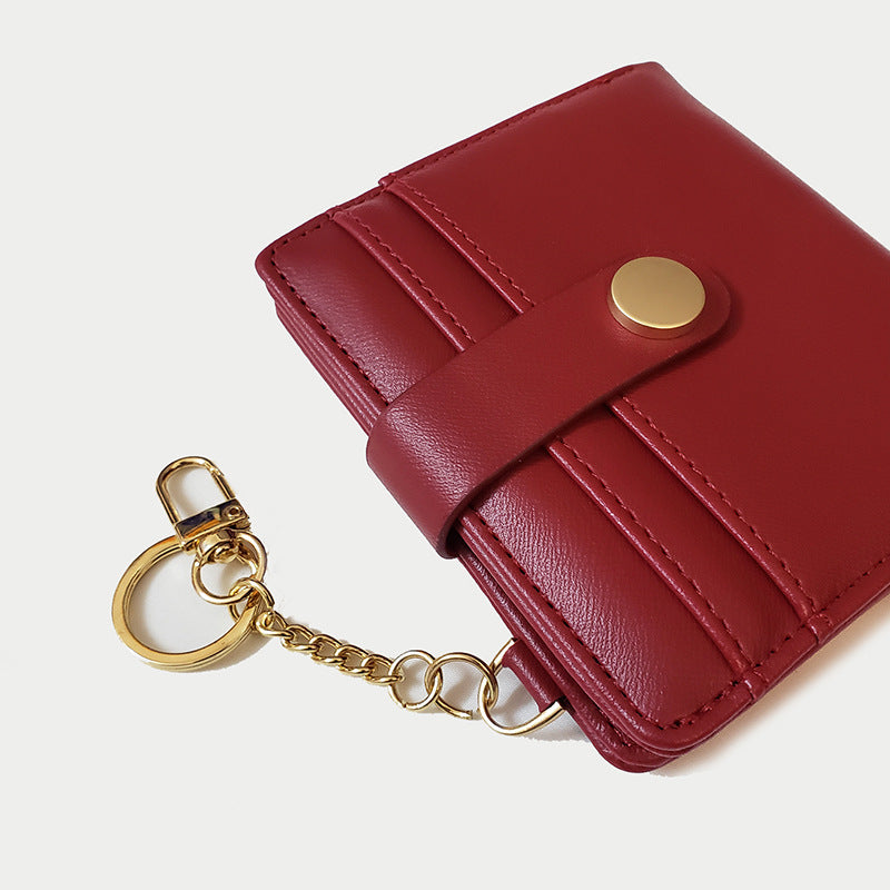 Ins Wallet Women's Short Multi-Functional Keychain Zipper Card Holder Coin Purse Women's Leather Wallet New Portable
