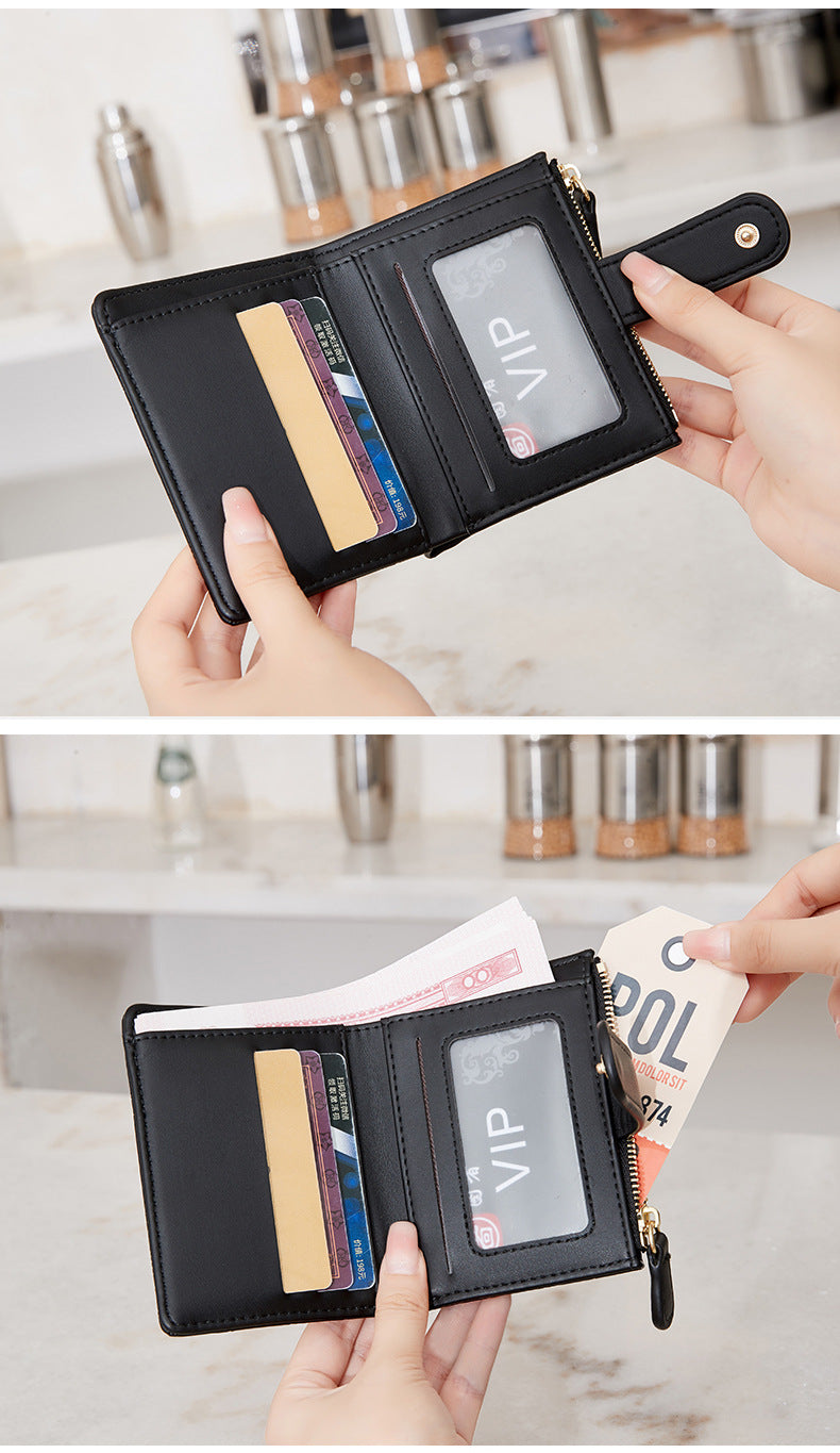 New Creative Zipper Coin Purse, Fashionable Leopard Print Folding Student Wallet, Multi-Functional Portable Coin Bag and Card Holder