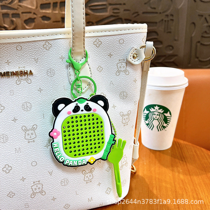 Panda Stress Relief Magnetic Steel Ball Drawing Board Keychain Backpack Pendant Car Keychain Wholesale Small Gift Stress Relief Gadget