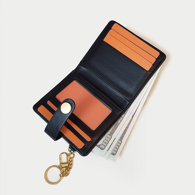 Ins Wallet Women's Short Multi-Functional Keychain Zipper Card Holder Coin Purse Women's Leather Wallet New Portable