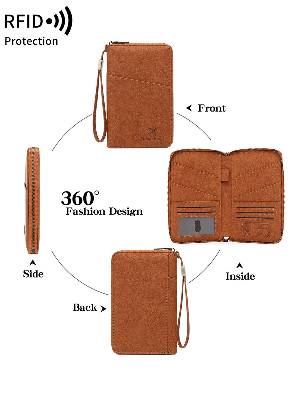 New Rfid Family Passport Holder Wallet Travel Document Storage Bag Simple Large-Capacity Credit Card Protective Case