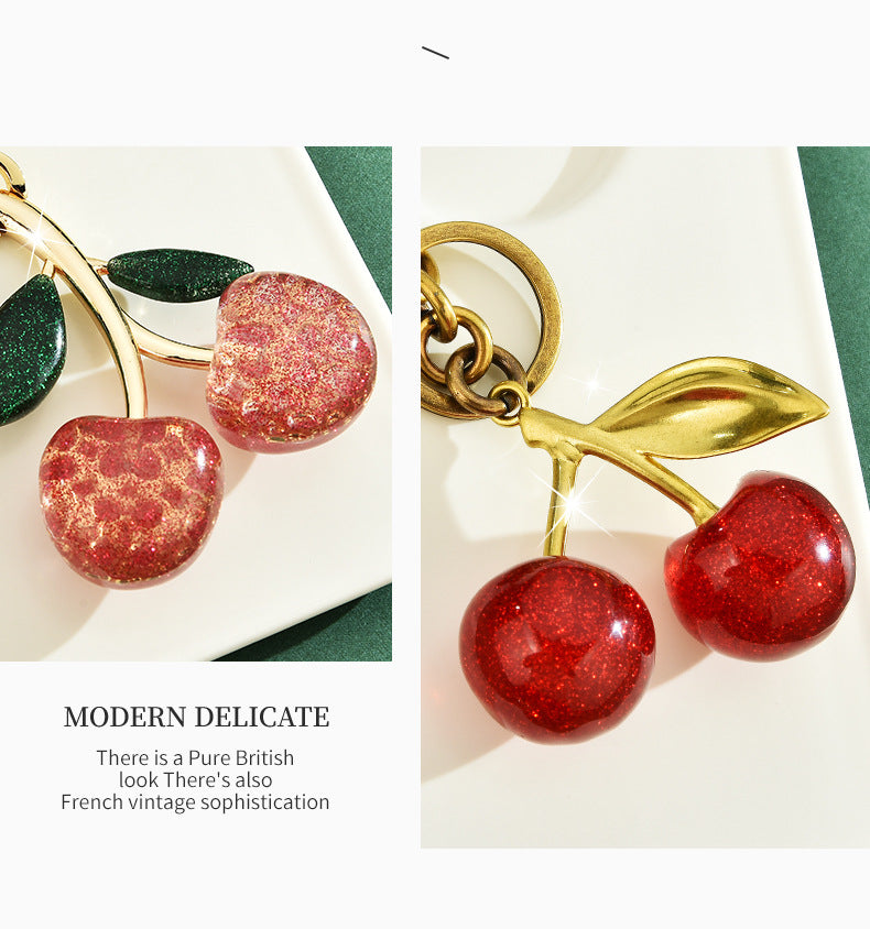 Bag pendant key buckle pink crystal cherry keychain pendant pendant car ornaments key wholesale