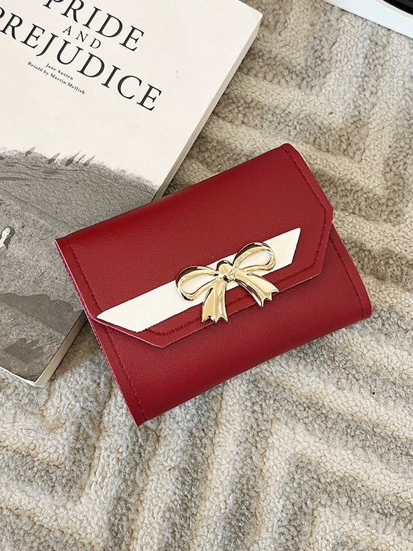 Foreign Trade Wholesale Women's Color-Blocked Bowknot Multi-Card Slot Coin Purse 2025 Korean Style Summer and Autumn New Mini Wallet