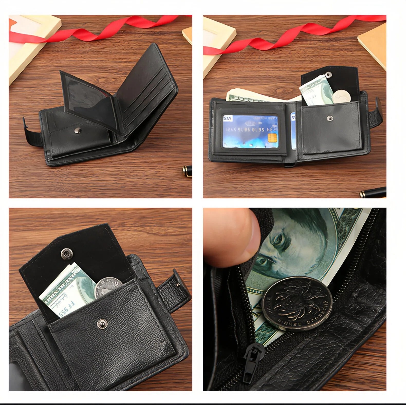 Manufacturers Wholesale New Men's Wallet PU Leather Short Export Cross-border Hasp Business Retro Multi-card Slot Coin PUrse
