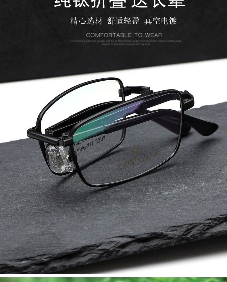 New High Quality Pure Titanium Folding Glasses Frame Optical Frame Ultra Light Glasses Frame Myopia Wholesale Large Frame